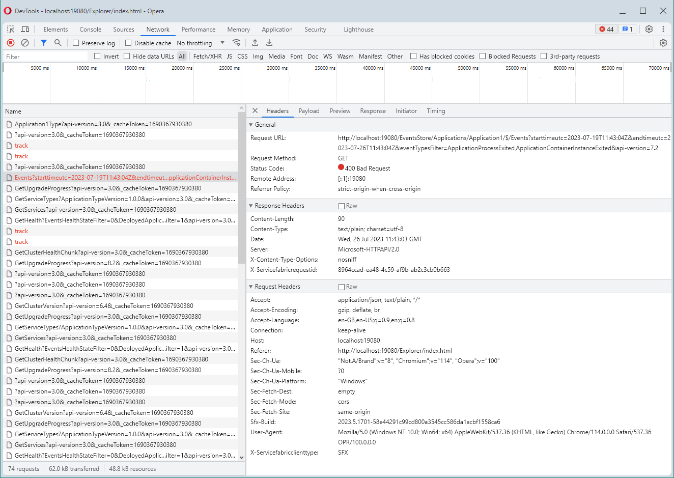 Failed to load events at Applications page · Issue 866 · microsoft