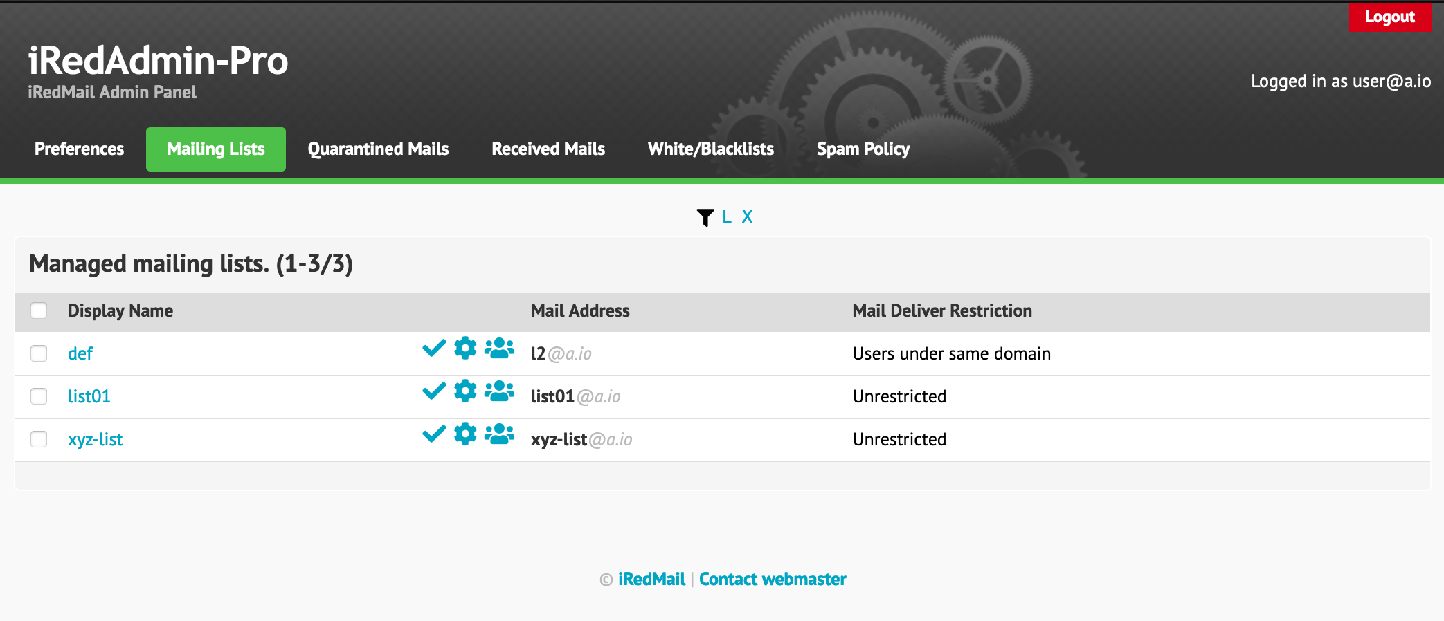 Allow mailing list owner to manage lists in iRedAdminPro · Issue 102 · iredmail/iRedMail · GitHub