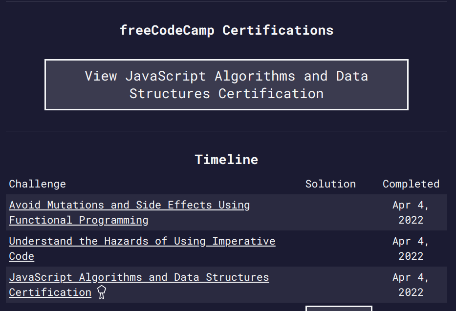 Profile page doesn't show certifications · Issue #45667 · freeCodeCamp ...