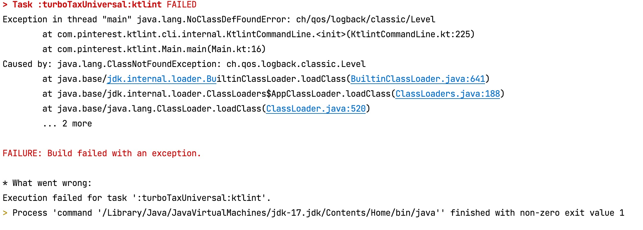 Noclassdeffounderror ch qos logback classic level issue 2124