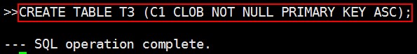 create a sql table with lob columns