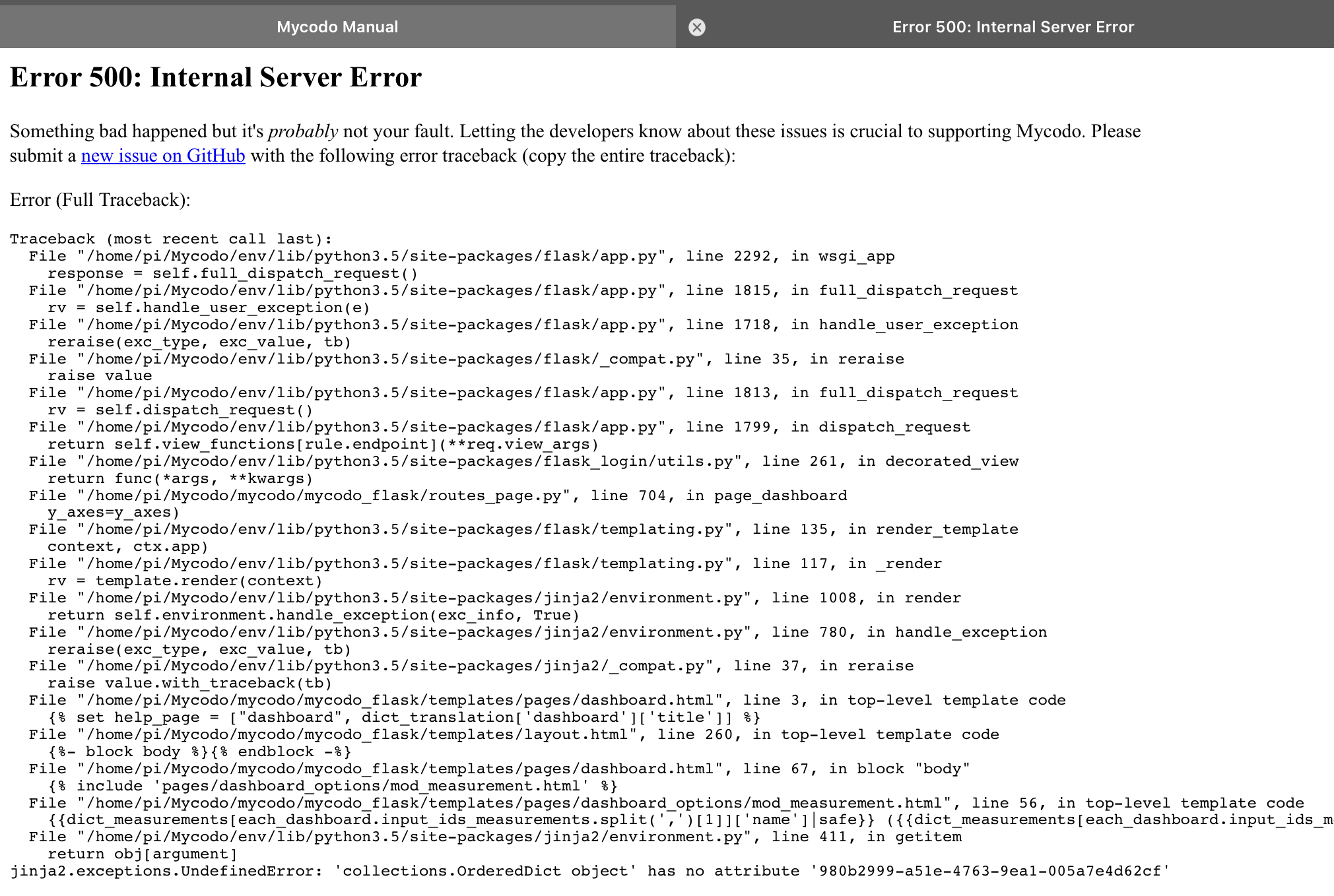 Dash page crashes when trying to measure setpoint · Issue #616 ...