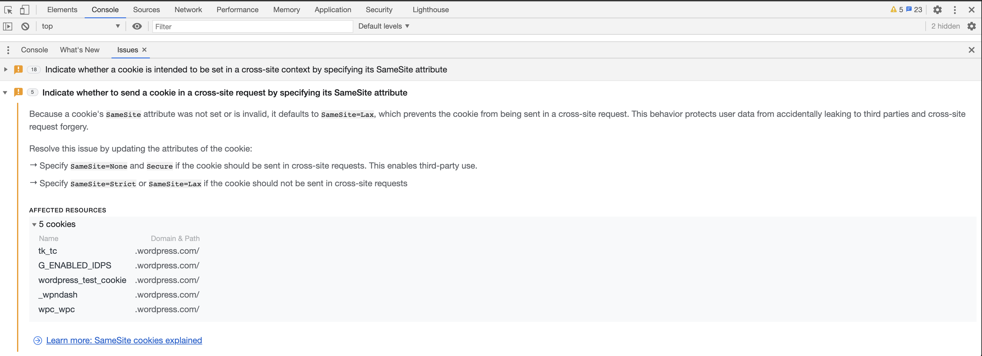 chrome console - issues
