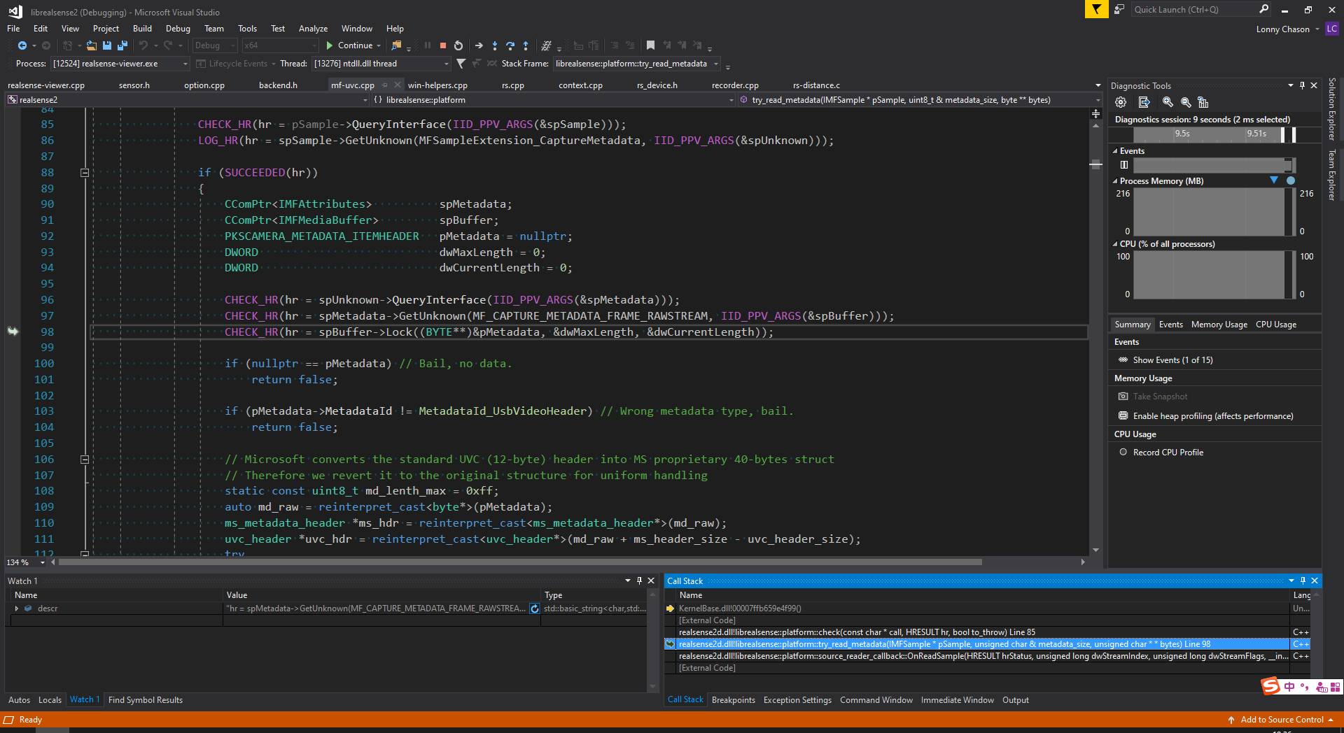 Intel RealSense Viewer crashed when streaming with platform uvc camera ...