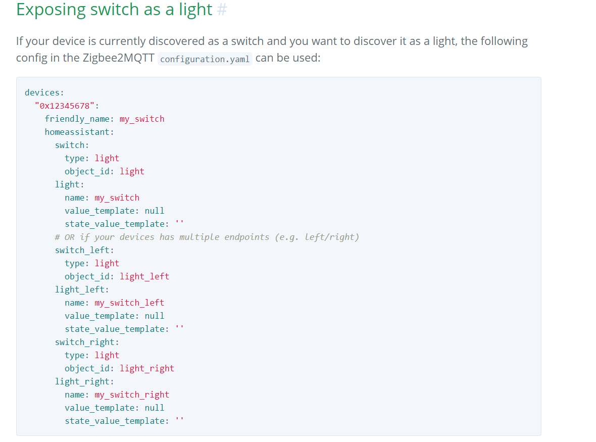 'value_template' option is deprecated warning for switches exposed as