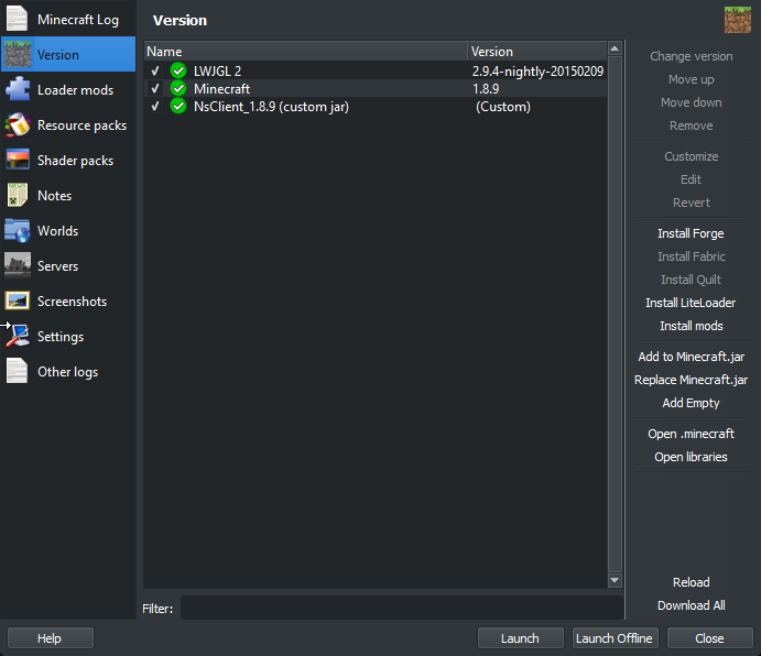 Feature Request: Custom minecraft versions · Issue #1696 · MultiMC ...