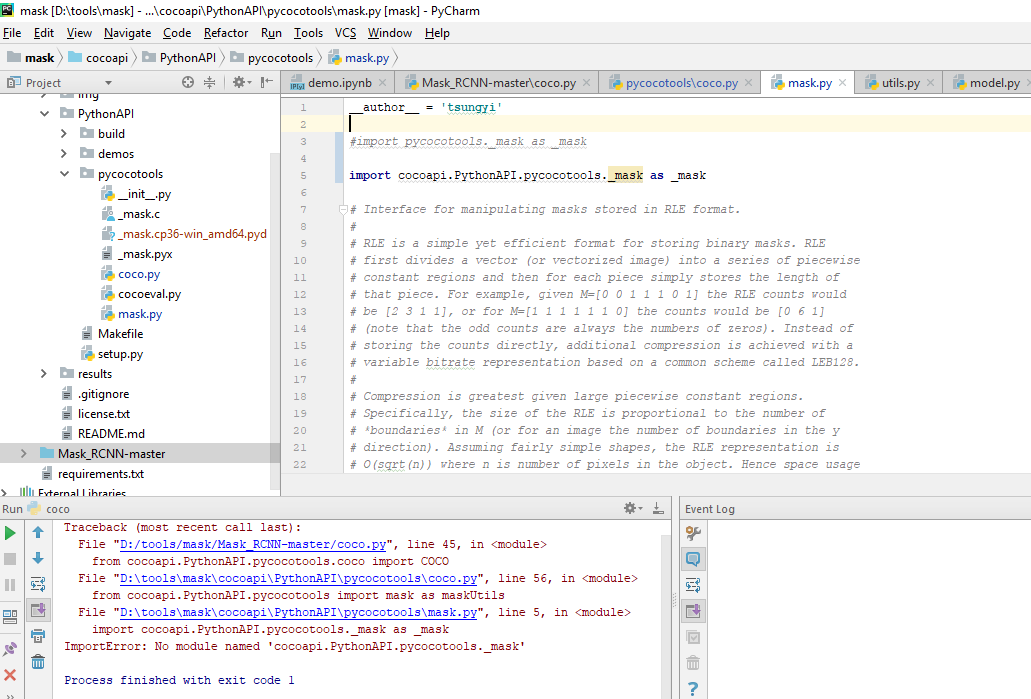 Running coco.py in pycharm · Issue #276 · matterport/Mask_RCNN · GitHub