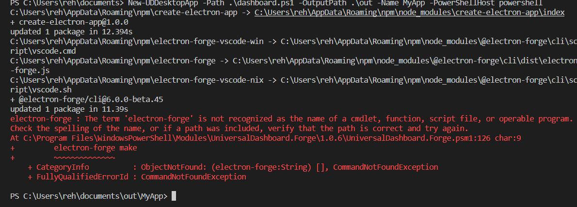 Cannot find electron-forge executable · Issue #9 · ironmansoftware/ud ...