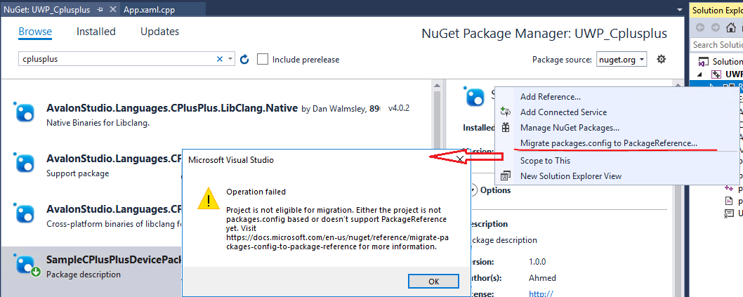 [Test Failure] PackageReference Migrator menu was enabled incorrectly ...