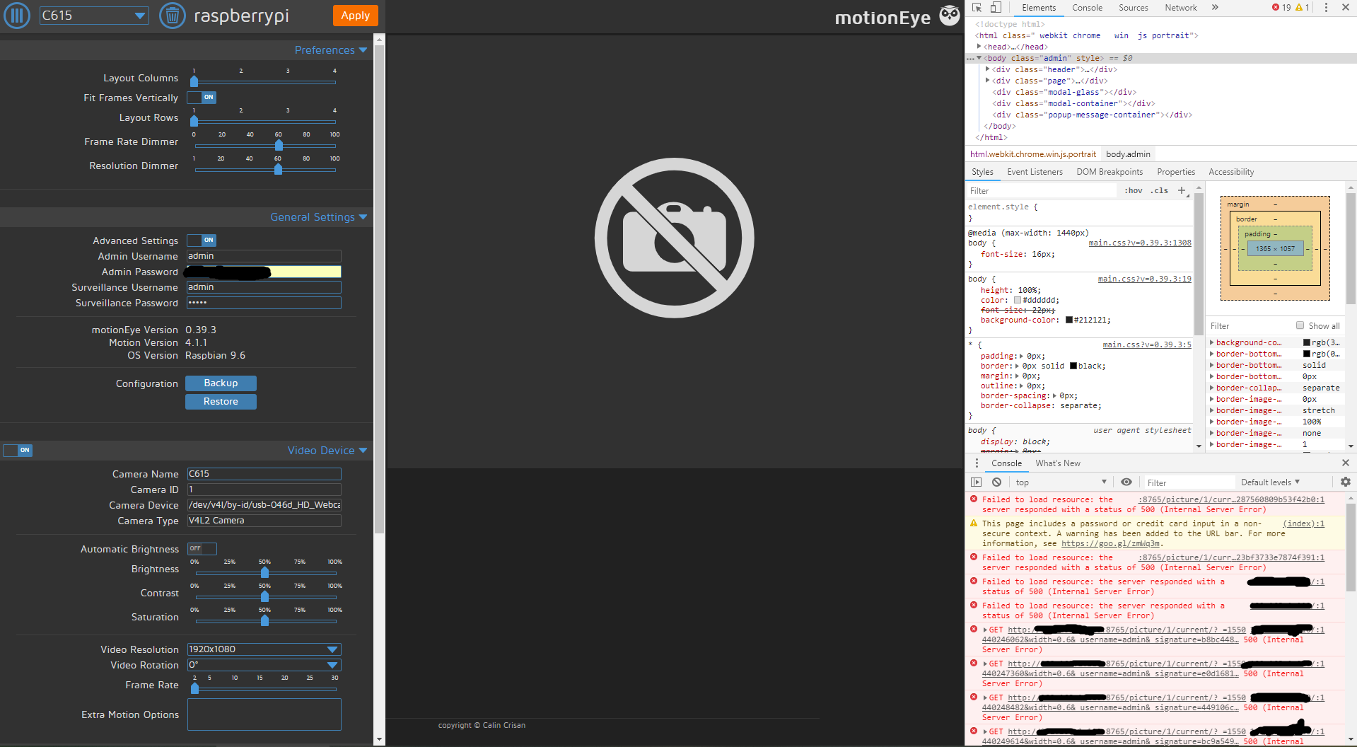 USB camera not displaying image · Issue 1142 · motioneyeproject