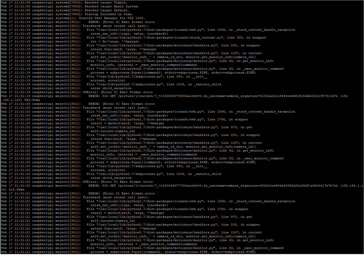 USB camera not displaying image · Issue 1142 · motioneyeproject