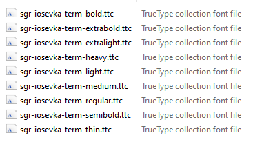 Iosevka TTC Files