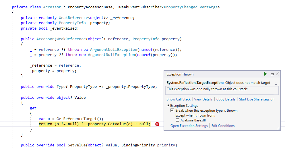 Exception is thrown when working with the dev tools · Issue #10049 ...