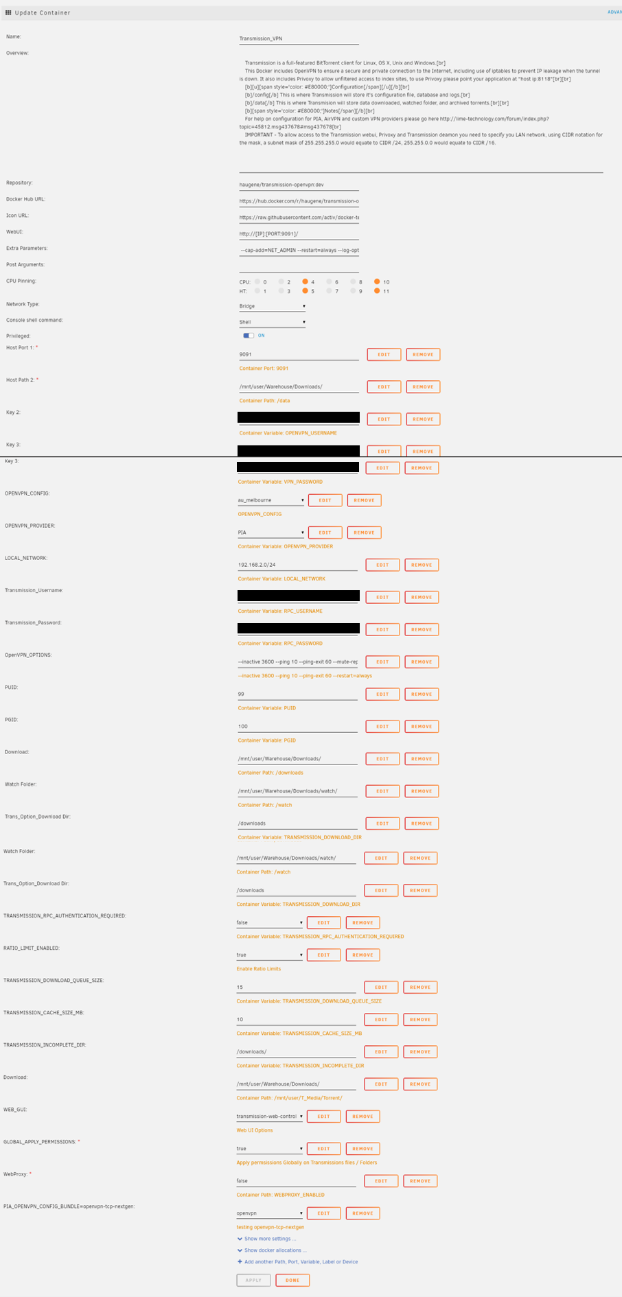 Transmission Configs