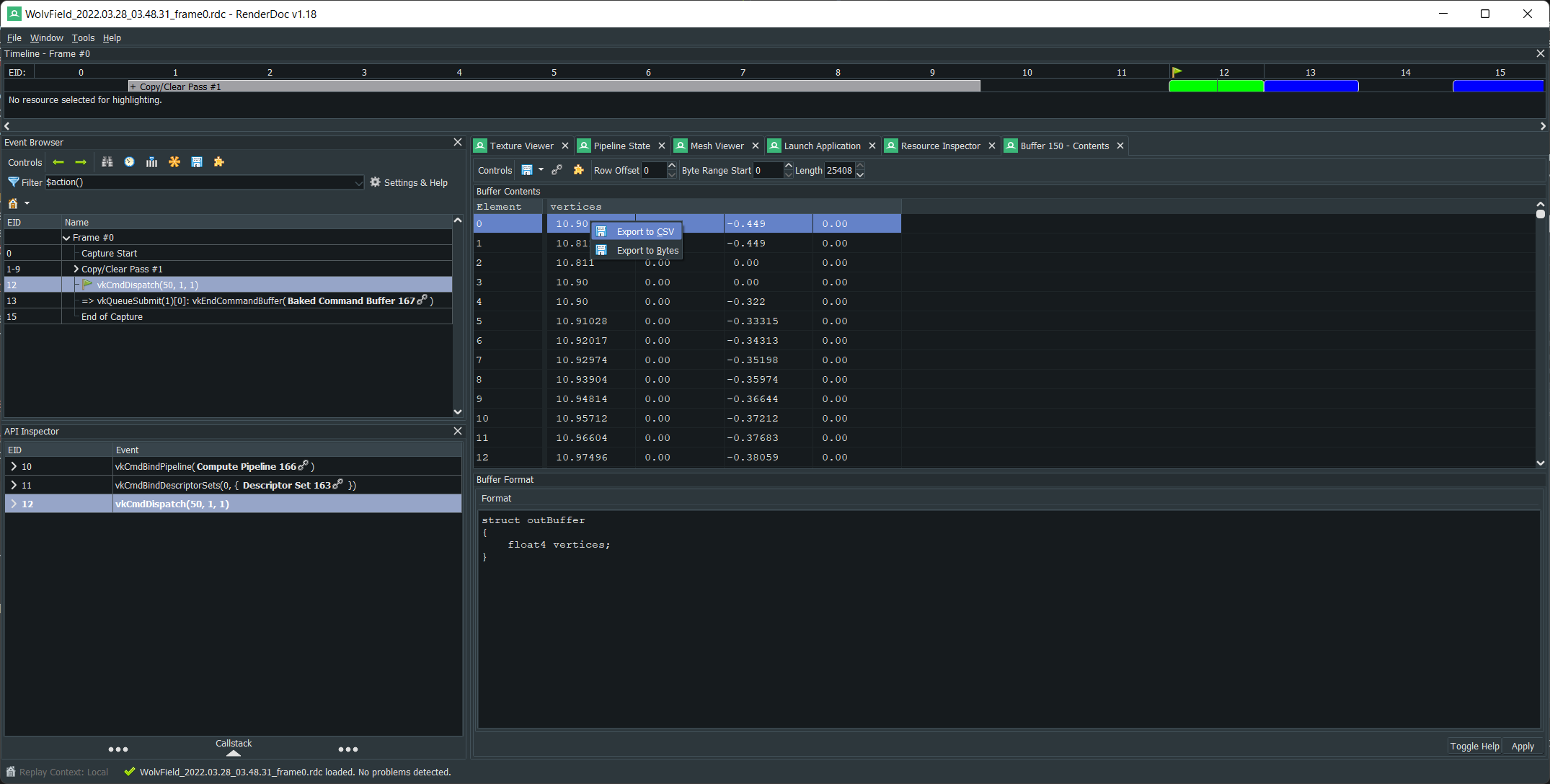 renderdoc csv