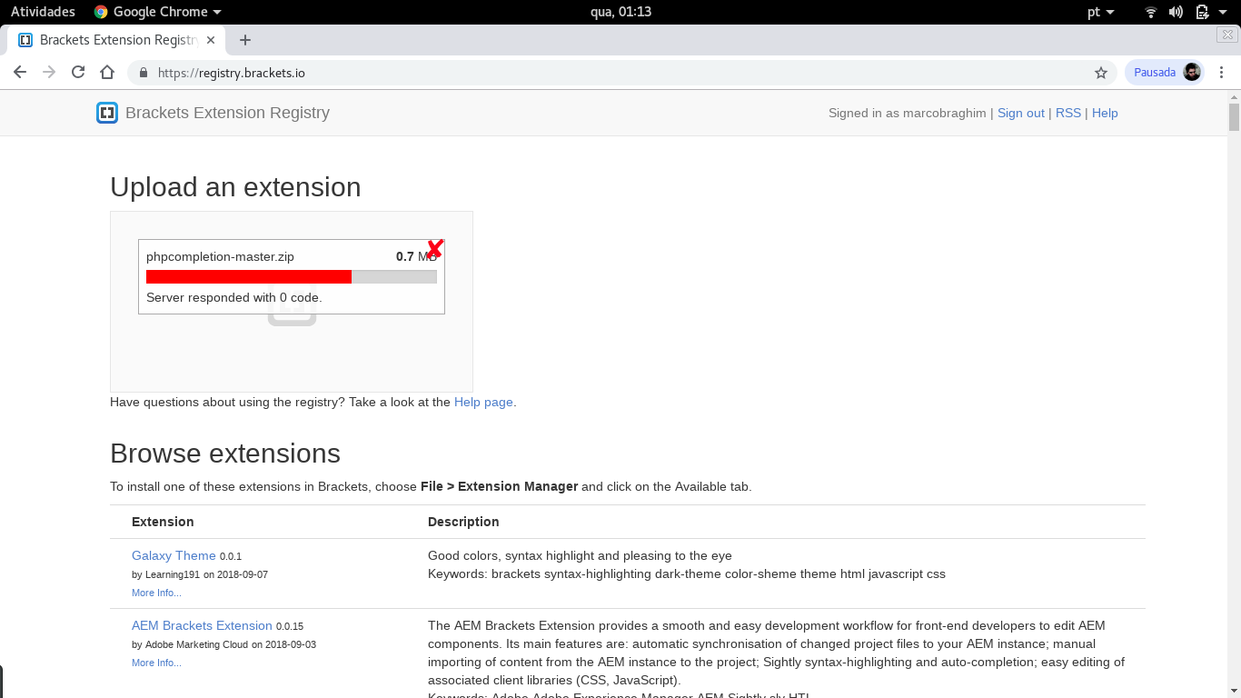 Cant upload extension to registry site · Issue 14551 · adobe/brackets