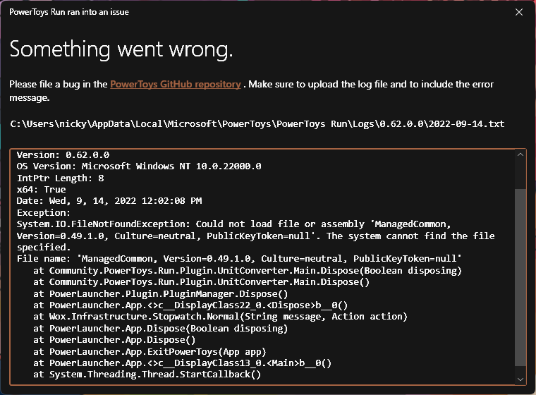 Disabling PowerToys Run caused something to go wrong. · Issue #20554 ...