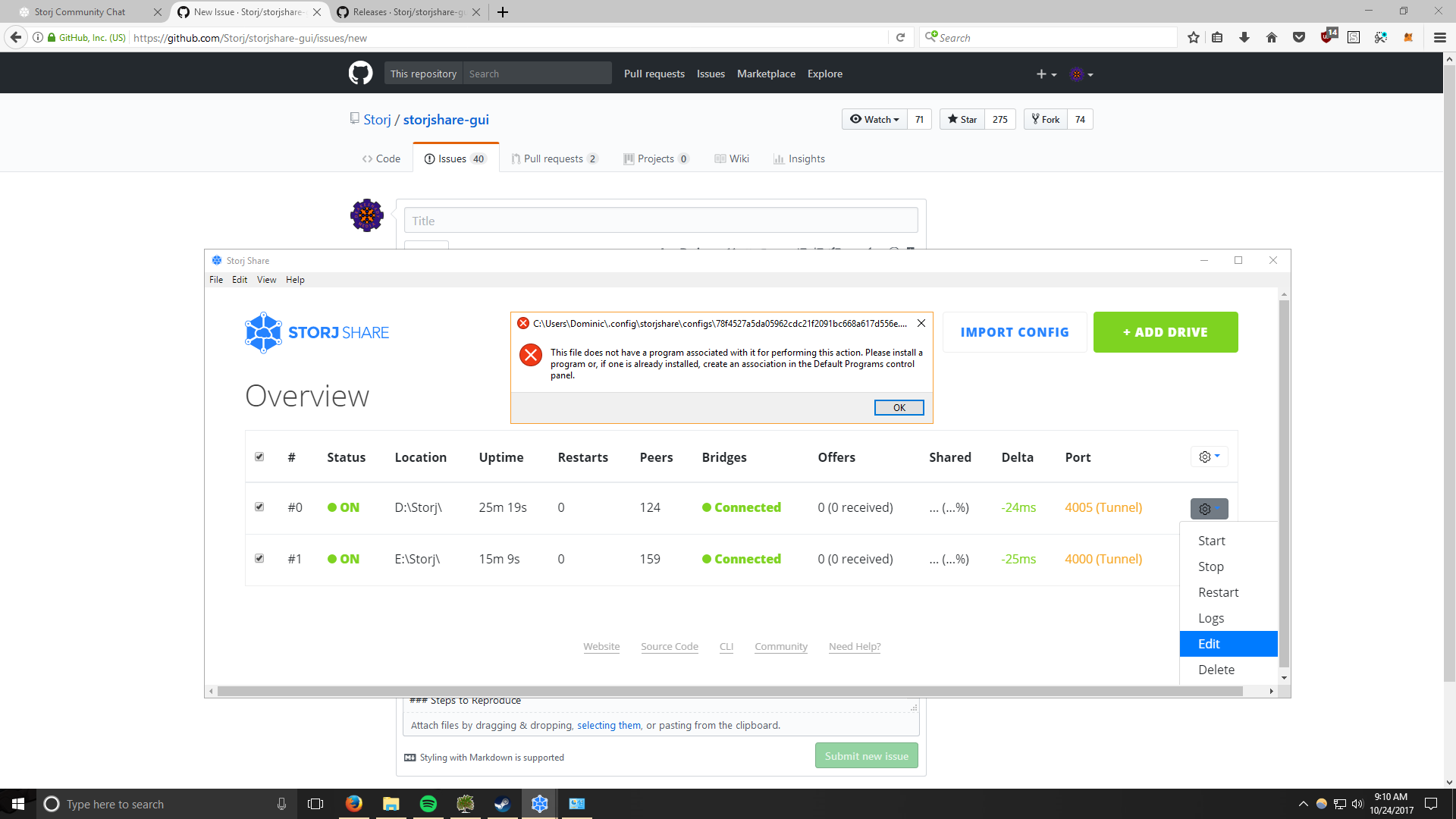 Error when trying to edit drives · Issue #725 · storj-archived ...