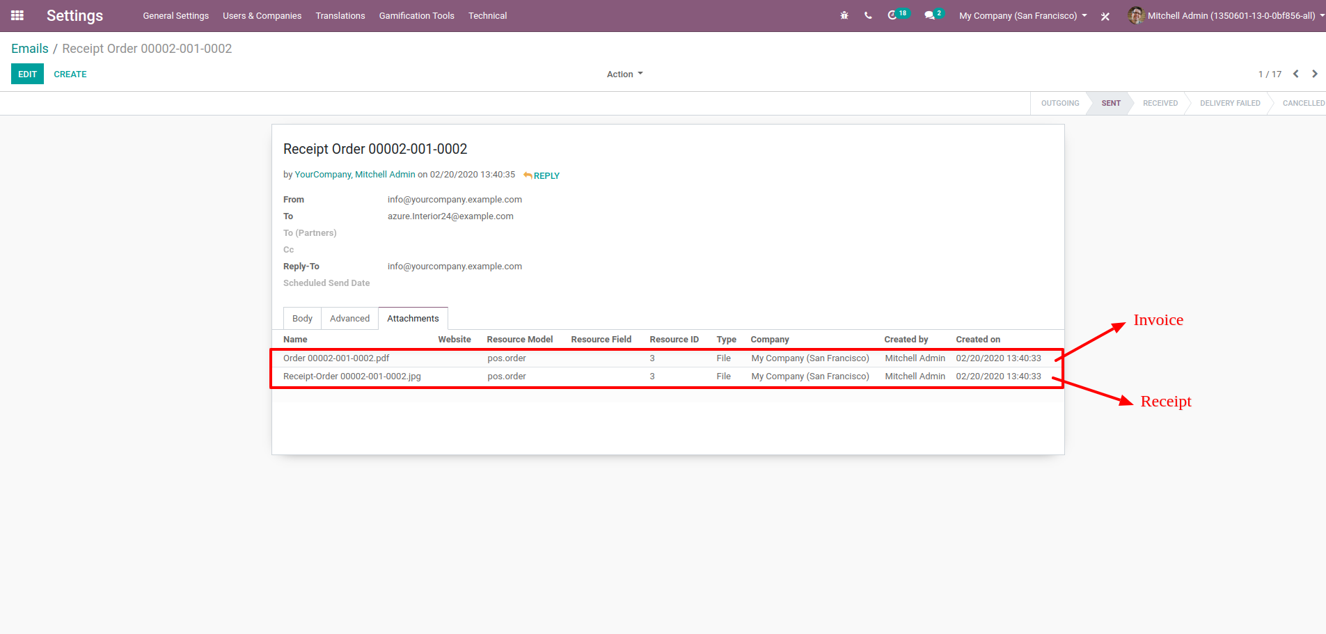 Emailing invoice from POS payment screen sends receipt instead · Issue ...