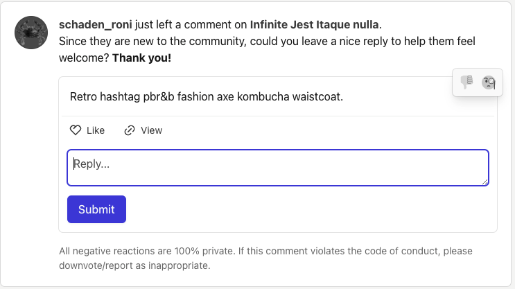 Current comment area