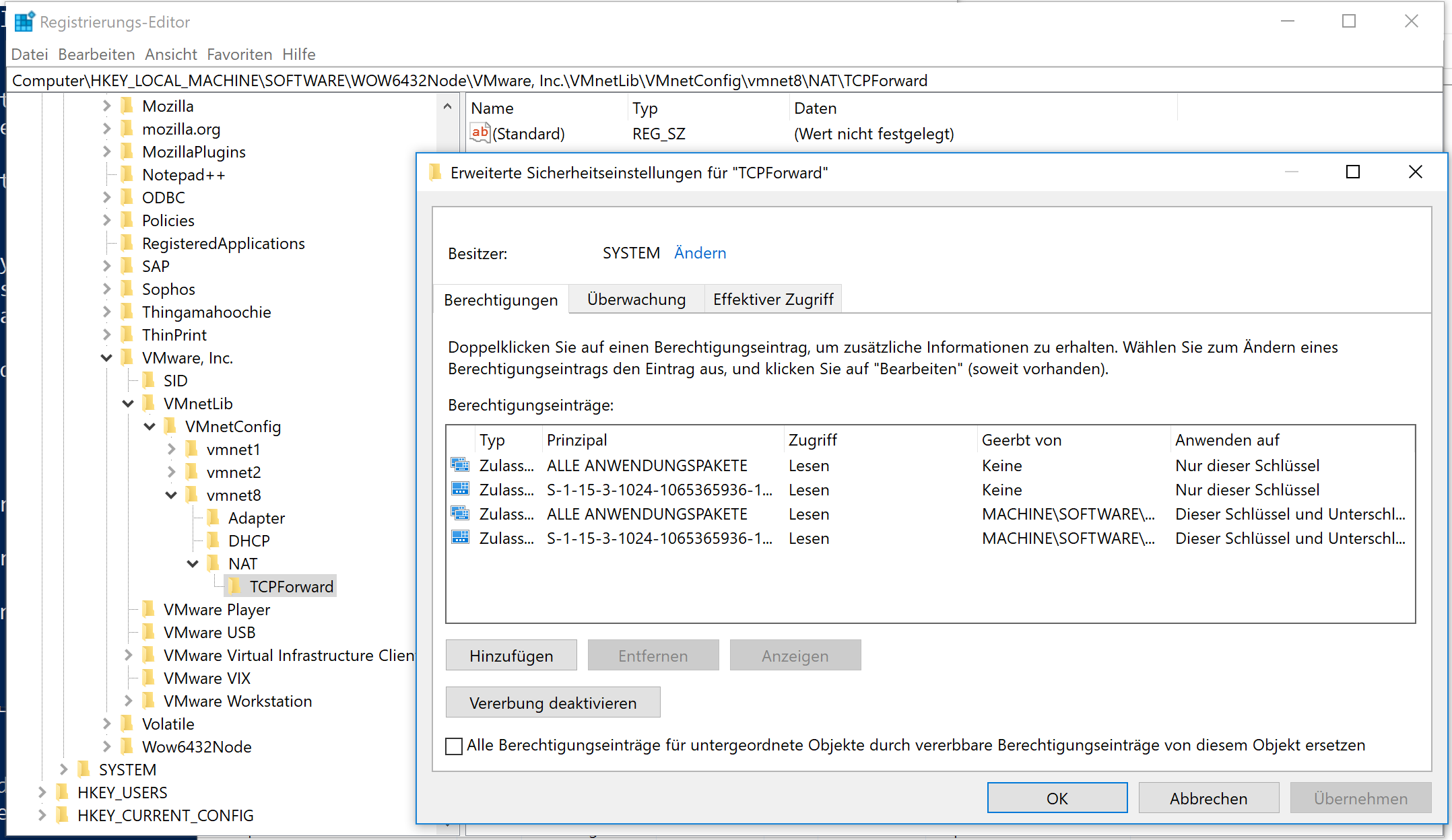 vagrant 2.0.1, VMware 14.1.0 Failed to add NAT port entry Zugriff