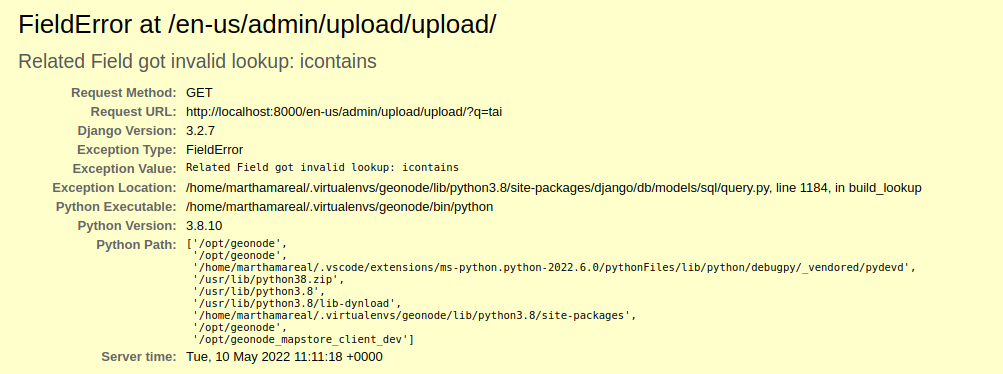 Error on Searching uploads in Admin Site · Issue #9314 · GeoNode ...