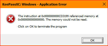 Windows 10 "memory could not be read error" 2.5.1 · Issue #4005 ...