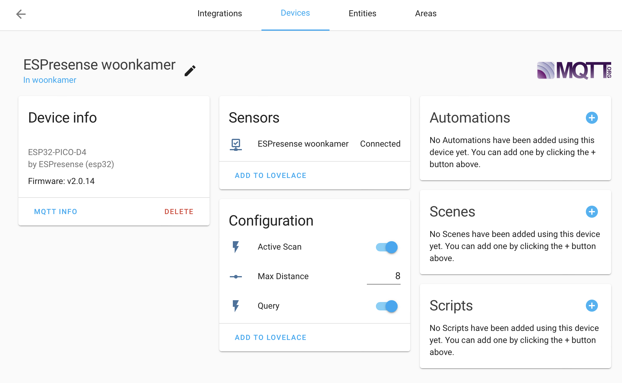 Home Assistant ESPresense Home Assistant ESPresense