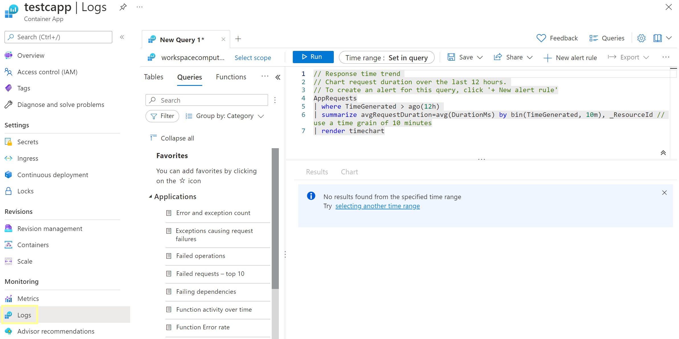 How to view Azure Container App logs from portal? · Issue #91407 ...