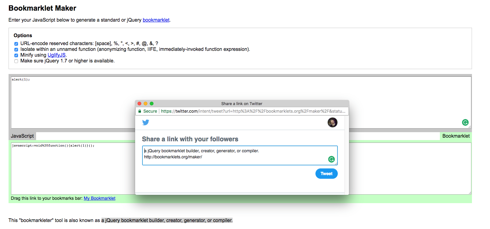一个分享网页到 Twitter 的 Bookmarklet · Issue 5 · greatghoul/profile · GitHub