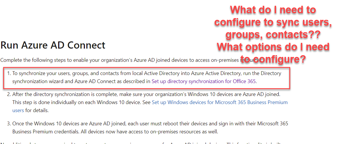Please clarify the minimum requirements for Azure AD Connect
