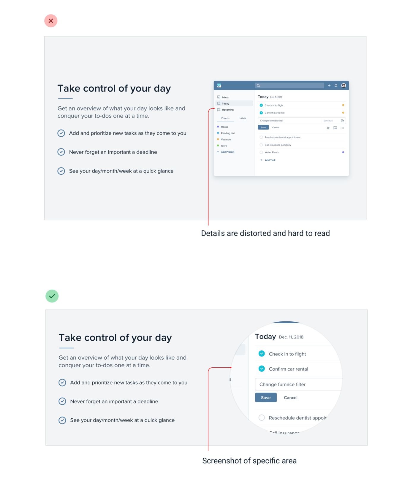 Refactoring UI example of how to use screenshots of your product