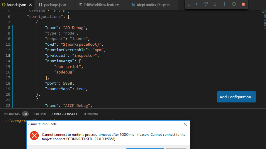 Unable to debug over VPN, throws ECONNREFUSED 127.0.0.1:5858 · Issue ...