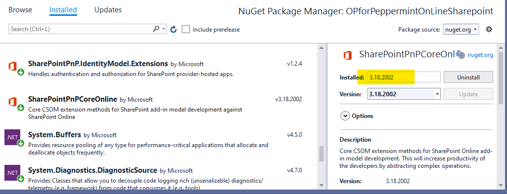 Nuget 3 18 2002 Installed