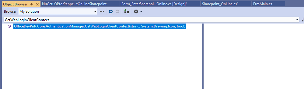 Object Browser with 3 16 1912 Installed