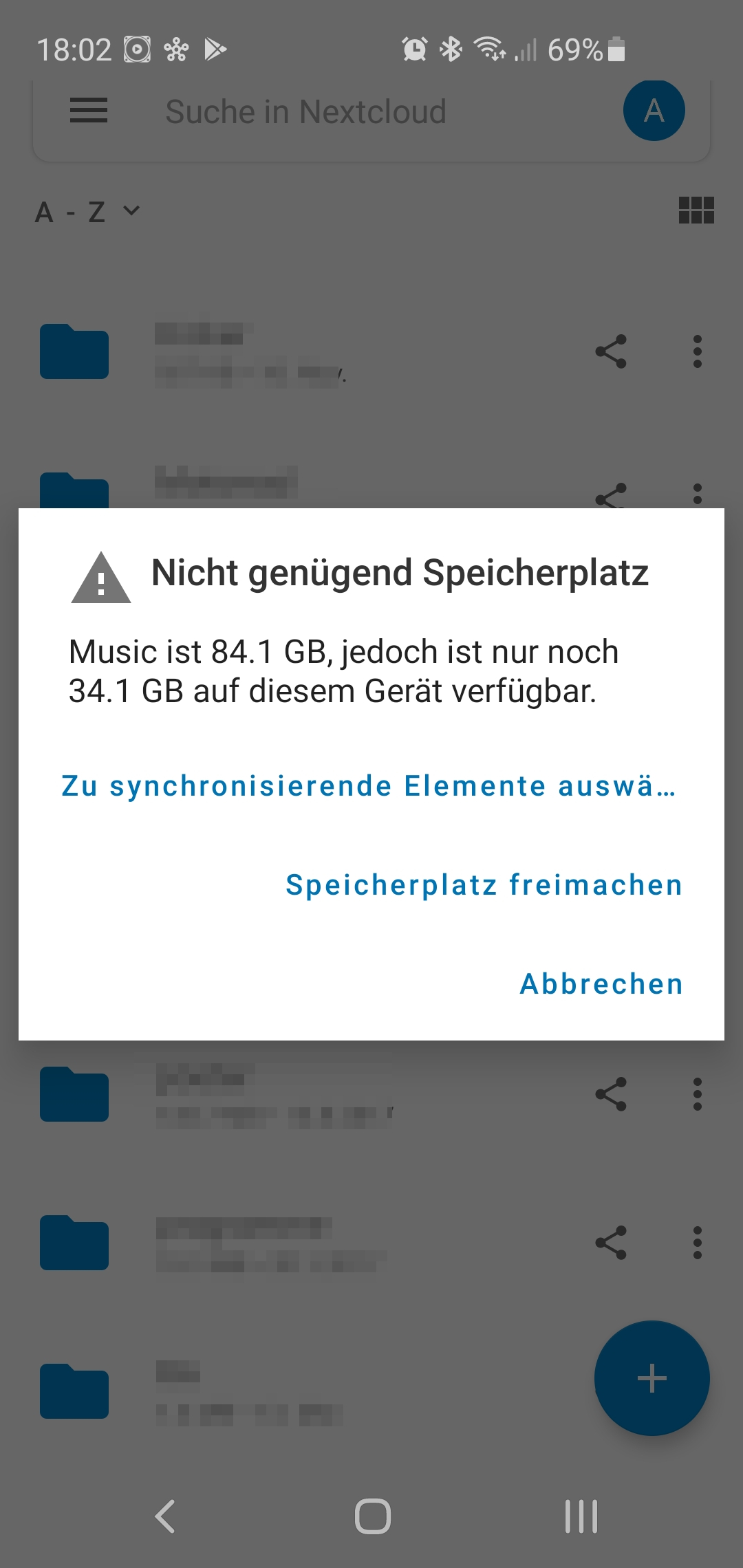 Android client calculates required storage for synchronization wrong ...