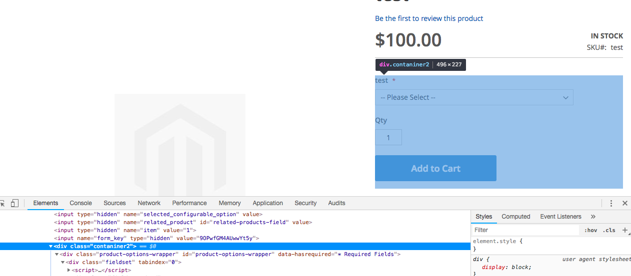 Product design option "Display Product Options In" does not affect
