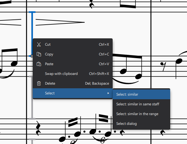 'Select > similar' options in context menu not working for Spacers ...