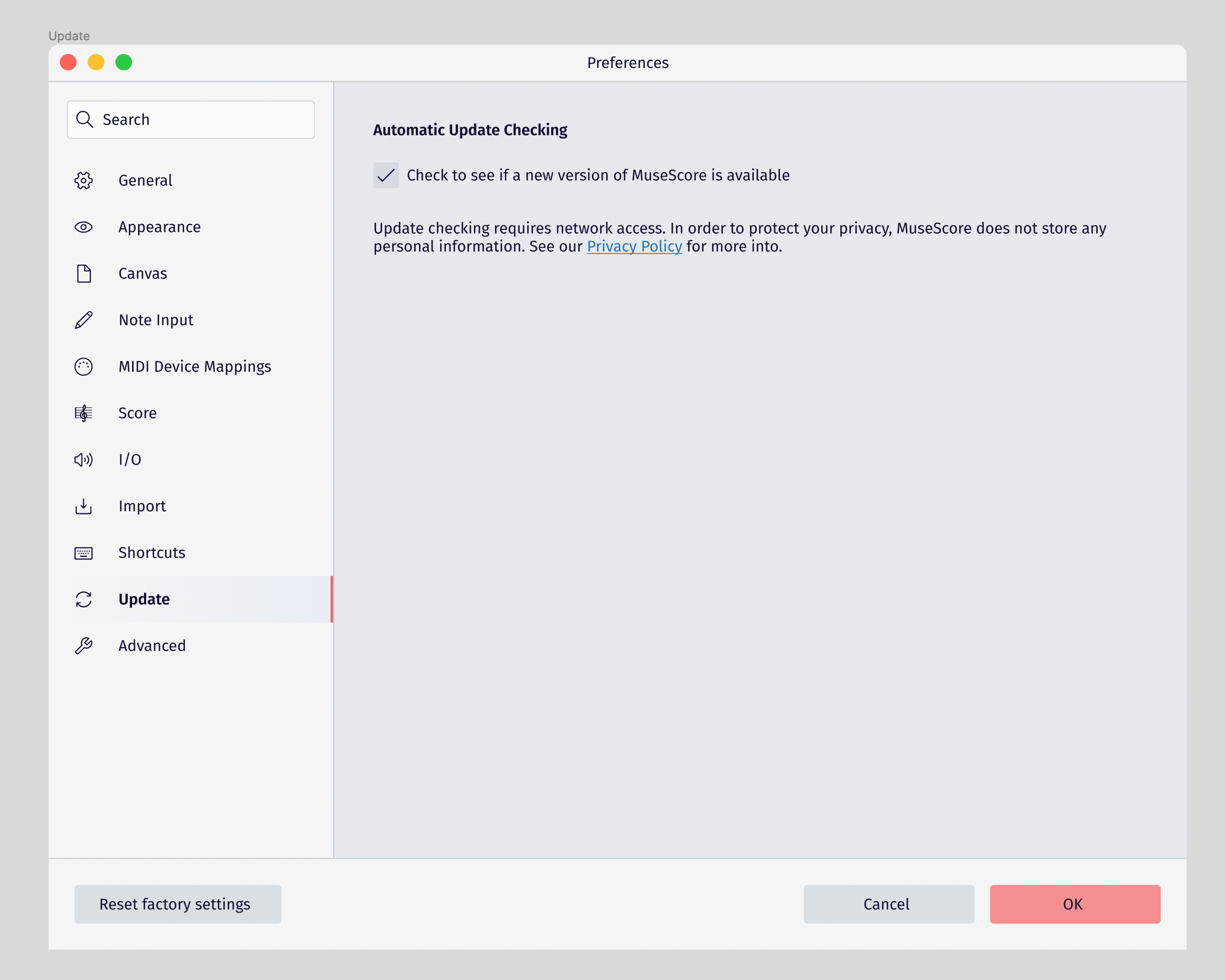 Update Checking - updated text and link to our privacy policy · Issue ...