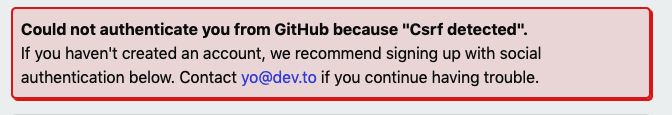Users receive a CSRF error when trying to sign in with Github. · Issue ...