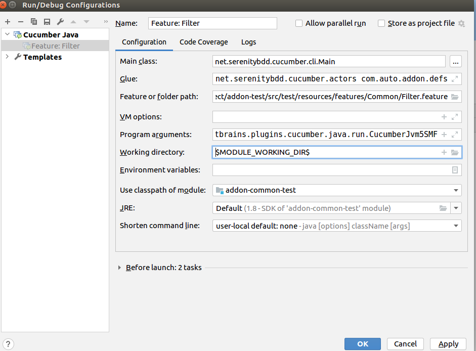 Running feature file directly from IntelliJ then NoStageException ...