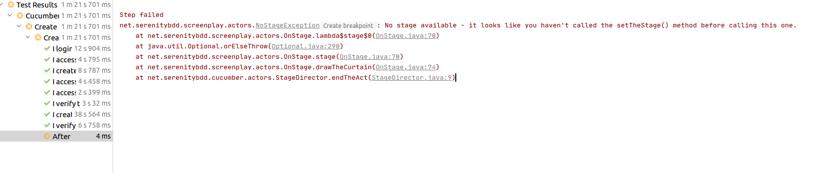 Running feature file directly from IntelliJ then NoStageException ...