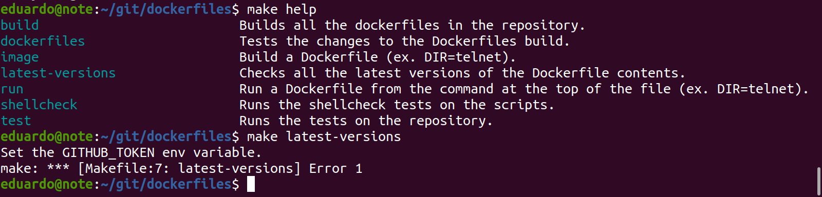 Github env on documentation