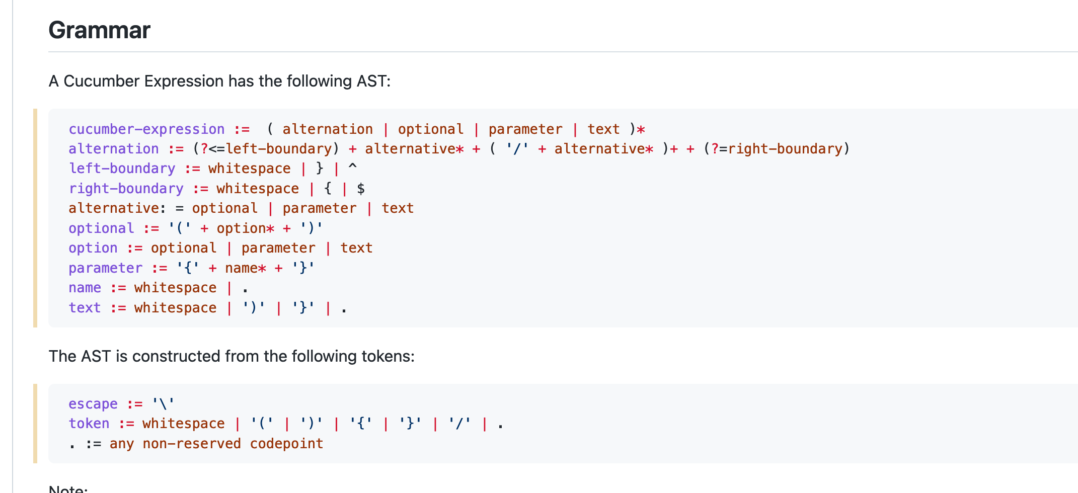 README Use "ebnf" formatting for grammar sections [ci skip] [changelog