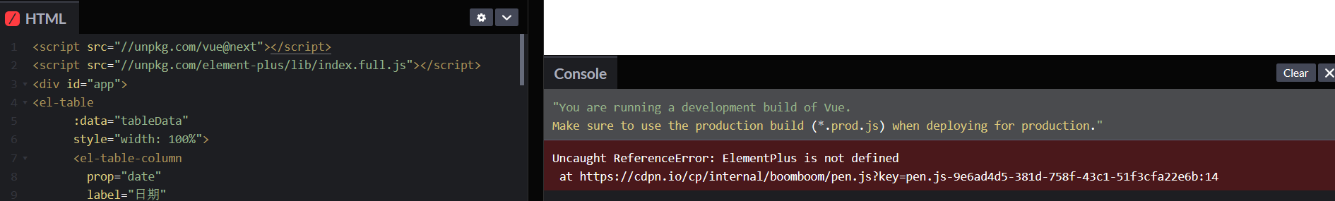 [Bug Report] Uncaught ReferenceError: ElementPlus is not defined ...