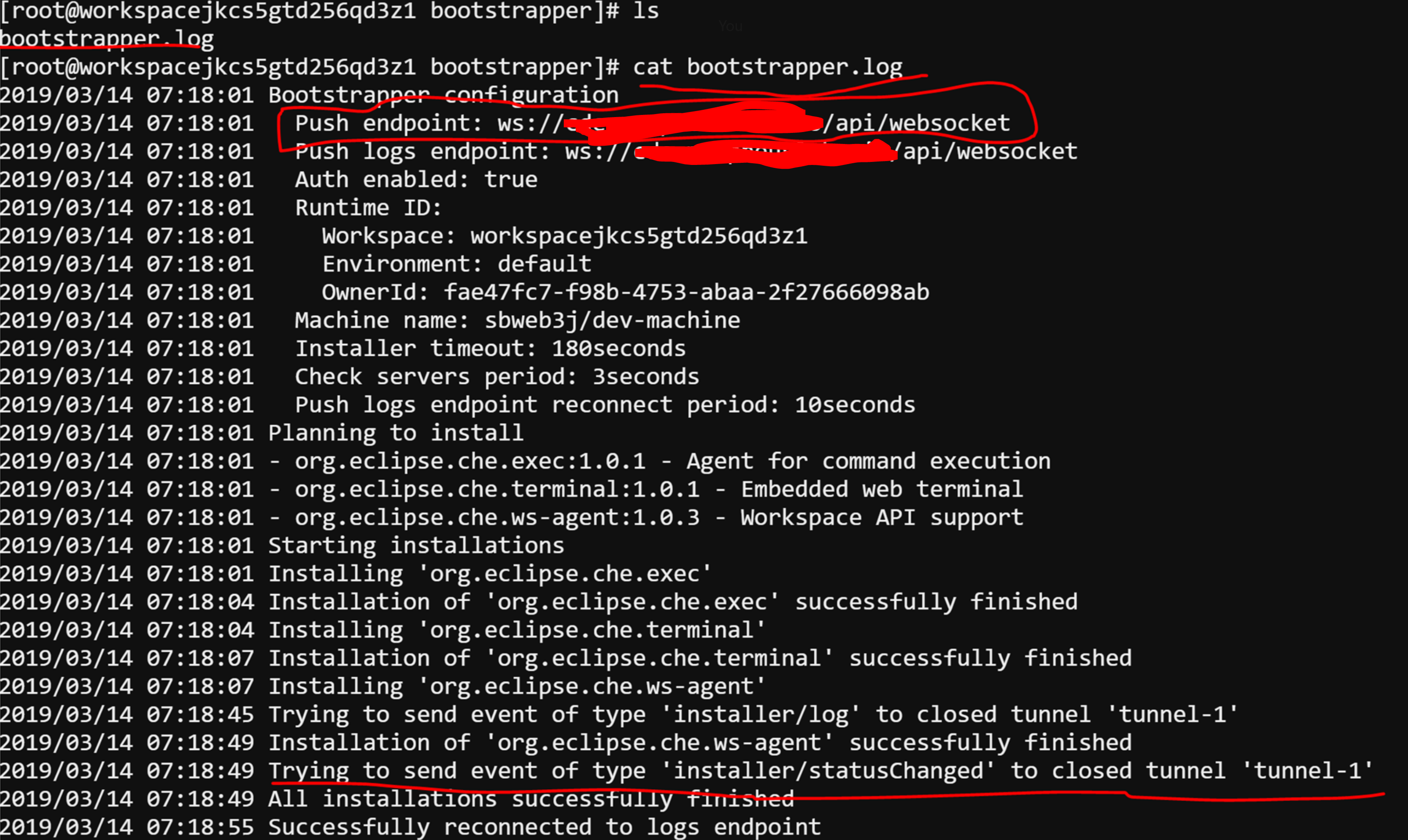 CHE dashboard unable to track the RUNNING state of workspace · Issue ...