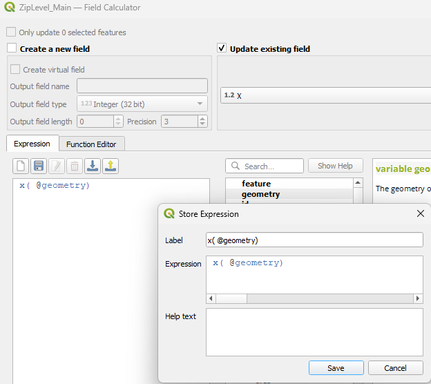 Field Calculator does not save Expressions. Must manually reenter