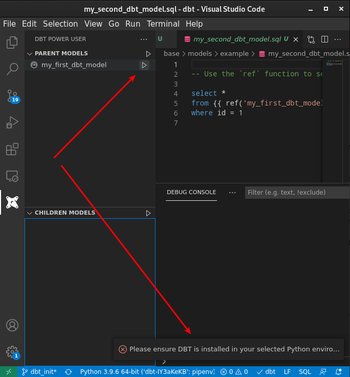 dbt power user not detecting dbt · Issue #76 · innoverio/vscode-dbt ...