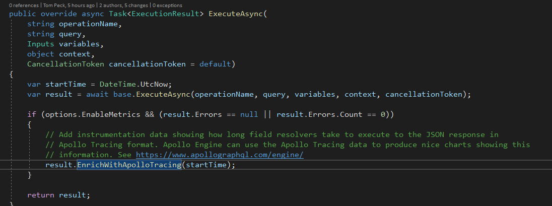 EnrichWithApolloTracing throws exception when there are errors in the ...