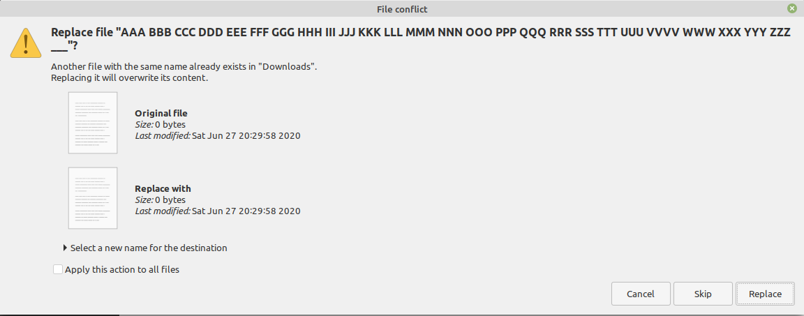 Merging directories dialog shift so that [skip] and [overwrite] jump ...